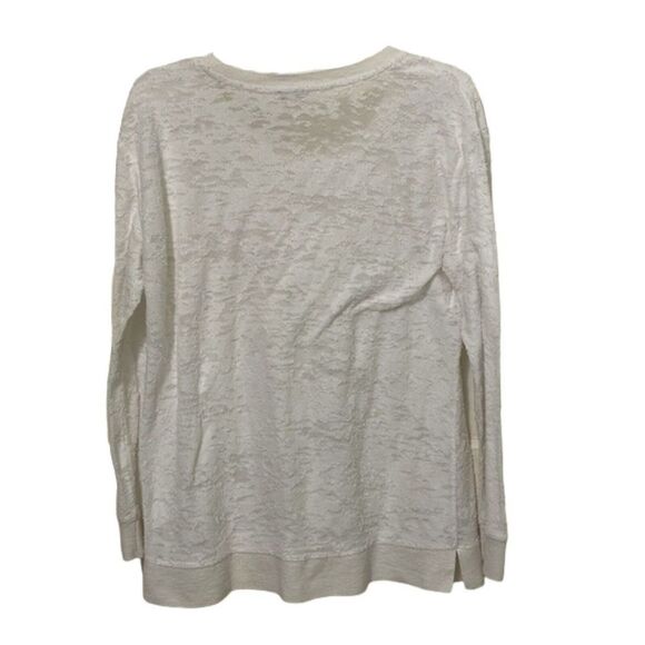 Club Monaco White Burnout Shirt Top Womens Medium Long Sleeves Knit - Picture 8 of 8